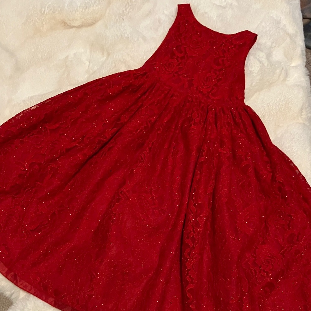 Elegant Red Lace Kids Dress